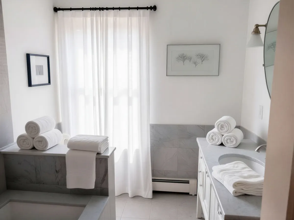 A Spa Inspired bath with natural lighting in Stow, MA